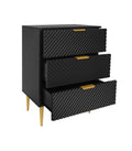 3 Drawer Cabinet, Accent Storage Cabinet, Suitable For Bedroom, Living Room, Study Black Particle Board