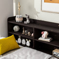 Full Bed With Side Bookcase, Drawers,Espresso Full Espresso Pine