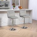 Coolmore Bar Stools With Back And Footrest Counter Height Dining Chairs 2Pc Set,360 Velvet Swivel Bar Stools Set Of 2, Adjustable Counter Height Bar Chairs Gray Velvet Gray Primary Living Space Foam Velvet