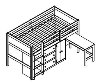 Twin Size Low Loft Bed With Pull Out Desk, Drawers, Cabinet, And Shelves For Grey Color Box Spring Not Required Twin Grey Bedroom Pine