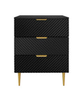 3 Drawer Cabinet, Accent Storage Cabinet, Suitable For Bedroom, Living Room, Study Black Particle Board