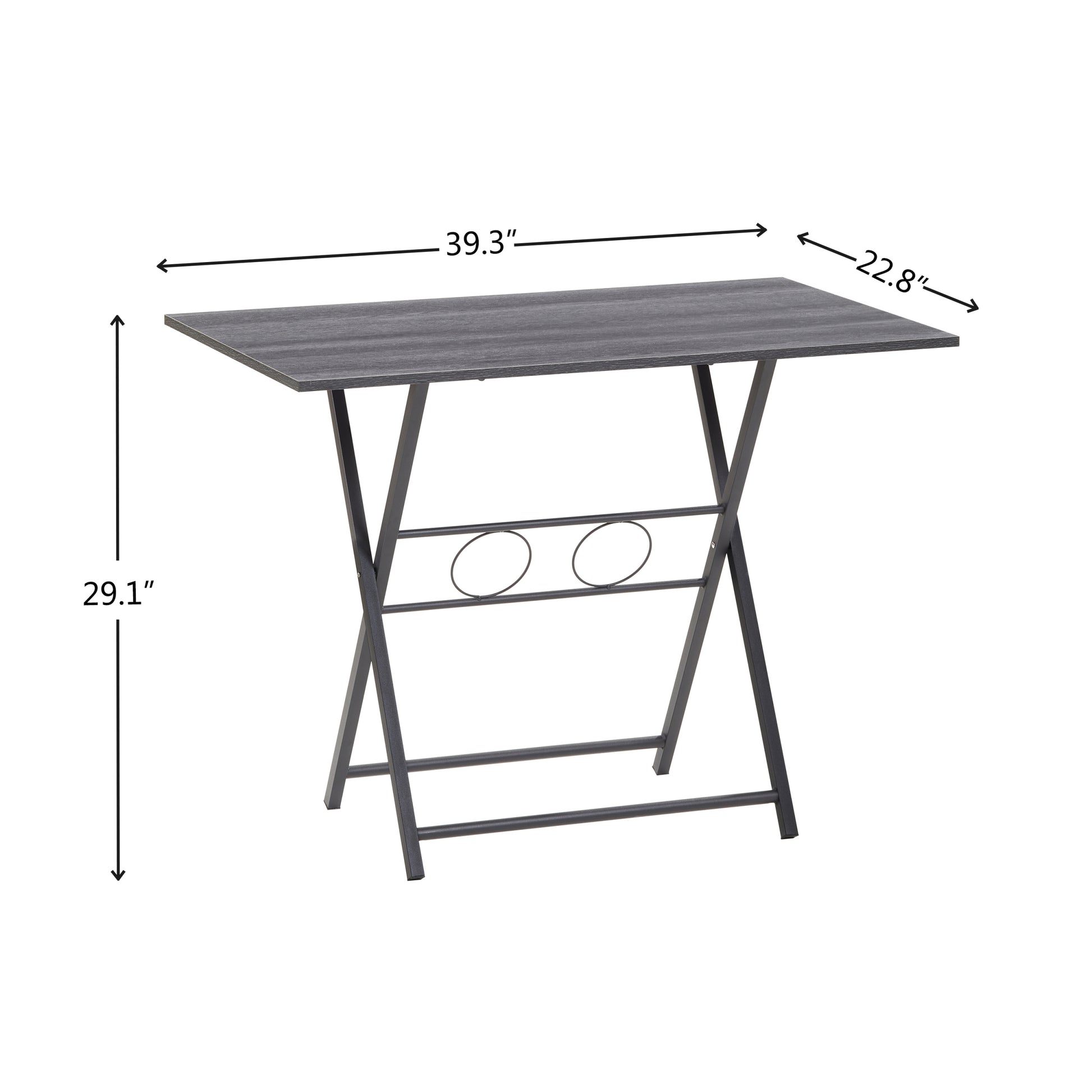 Small Foldable Desk For Small Spaces, Living Room Multifunctional Computer Table Writing Workstation For Home Office, No Assembly Required For Space Saving Black Desk Top Office Retro Rectangular Rectangular Particle Board Particle Board