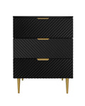 3 Drawer Cabinet, Accent Storage Cabinet, Suitable For Bedroom, Living Room, Study Black Particle Board