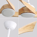 52 Inch Modern Ceiling Fan Without Light 6 Speed Remote 3 Solid Wood Blade Reversible Dc Motor For Indoor&Outdoor White Metal & Wood