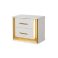 Contemporary Style 5Pc Queen Bedroom Set Made With Wood & Gold Finish Box Spring Not Required Queen White Wood 5 Piece Set Bedroom Bed Included,Chest Included,Dresser Included,Mirror Included,Nightstand Included Contemporary,Modern Solid Wood Mdf Built