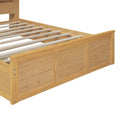 Full Size Wood Pltaform Bed With Twin Size Trundle, 3 Drawers, Upper Shelves And A Set Of Usb Ports & Sockets, Natural Natural Solid Wood Mdf