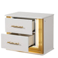 Contemporary Style 5Pc Queen Bedroom Set Made With Wood & Gold Finish Box Spring Not Required Queen White Wood 5 Piece Set Bedroom Bed Included,Chest Included,Dresser Included,Mirror Included,Nightstand Included Contemporary,Modern Solid Wood Mdf Built