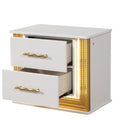 Obsession Contemporary Style 2 Drawer Nightstand Made With Wood & Gold Finish White 2 Drawers Bedroom Bedside Cabinet Contemporary,Modern Drawers White Wood