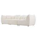 Mid Century Modern 3 Seater Sofa Couch For Living Room, Bedroom, Apartment, Studio, Small Space, Beige Light Beige Teddy