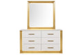 Obsession Contemporary Style 6 Drawer Dresser Made With Wood & Gold Finish White Bedroom Contemporary,Modern Wood