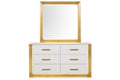 Contemporary Style 5Pc Queen Bedroom Set Made With Wood & Gold Finish Box Spring Not Required Queen White Wood 5 Piece Set Bedroom Bed Included,Chest Included,Dresser Included,Mirror Included,Nightstand Included Contemporary,Modern Solid Wood Mdf Built
