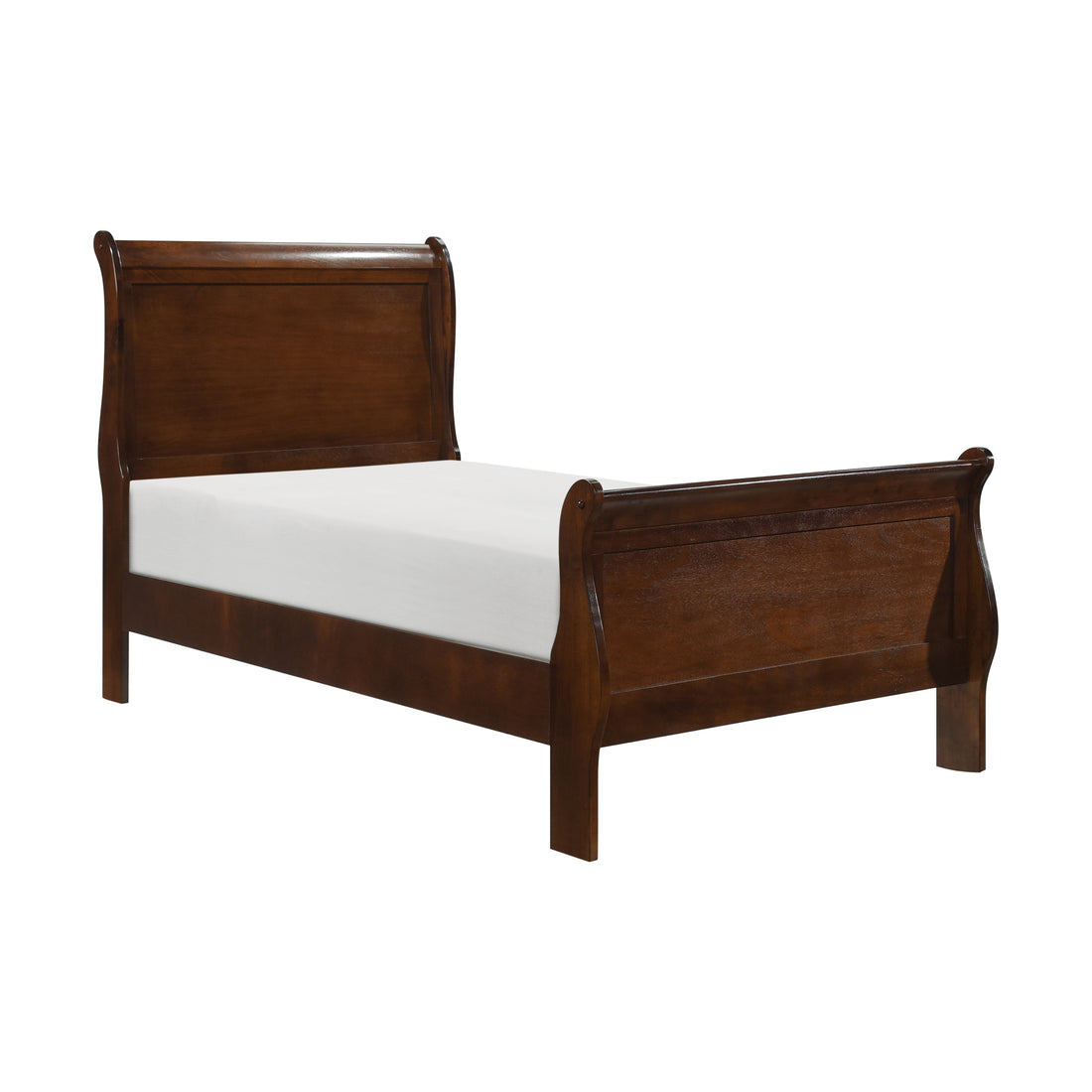 Classic Louis Philipe Style Twin Size Bed Brown Cherry Finish 1Pc Traditional Design Bedroom Furniture Sleigh Bed Box Spring Required Twin Brown Wood Bedroom Traditional,Transitional Bed Frame Wood