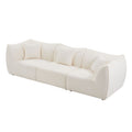 Mid Century Modern 3 Seater Sofa Couch For Living Room, Bedroom, Apartment, Studio, Small Space, Beige Light Beige Teddy