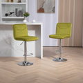 Coolmore Bar Stools With Back And Footrest Counter Height Dining Chairs 2Pc Set,360 Velvet Swivel Bar Stools Set Of 2, Adjustable Counter Height Bar Chairs Olive Velvet Olive Foam Velvet