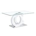 Large Modern Minimalist Rectangular Glass Dining Table, Suitable For 6 8 People, Equipped With 0.39 