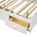 Full Size Wood Pltaform Bed With Win Size Trundle, 3 Drawers, Upper Shelves And A Set Of Usb Ports & Sockets, White White Solid Wood Mdf