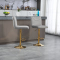 Coolmore Bar Stools With Back And Footrest Counter Height Dining Chairs 2Pc Set,360 Velvet Swivel Bar Stools Set Of 2, Adjustable Counter Height Bar Chairs Gray Velvet Gray Primary Living Space Foam Velvet