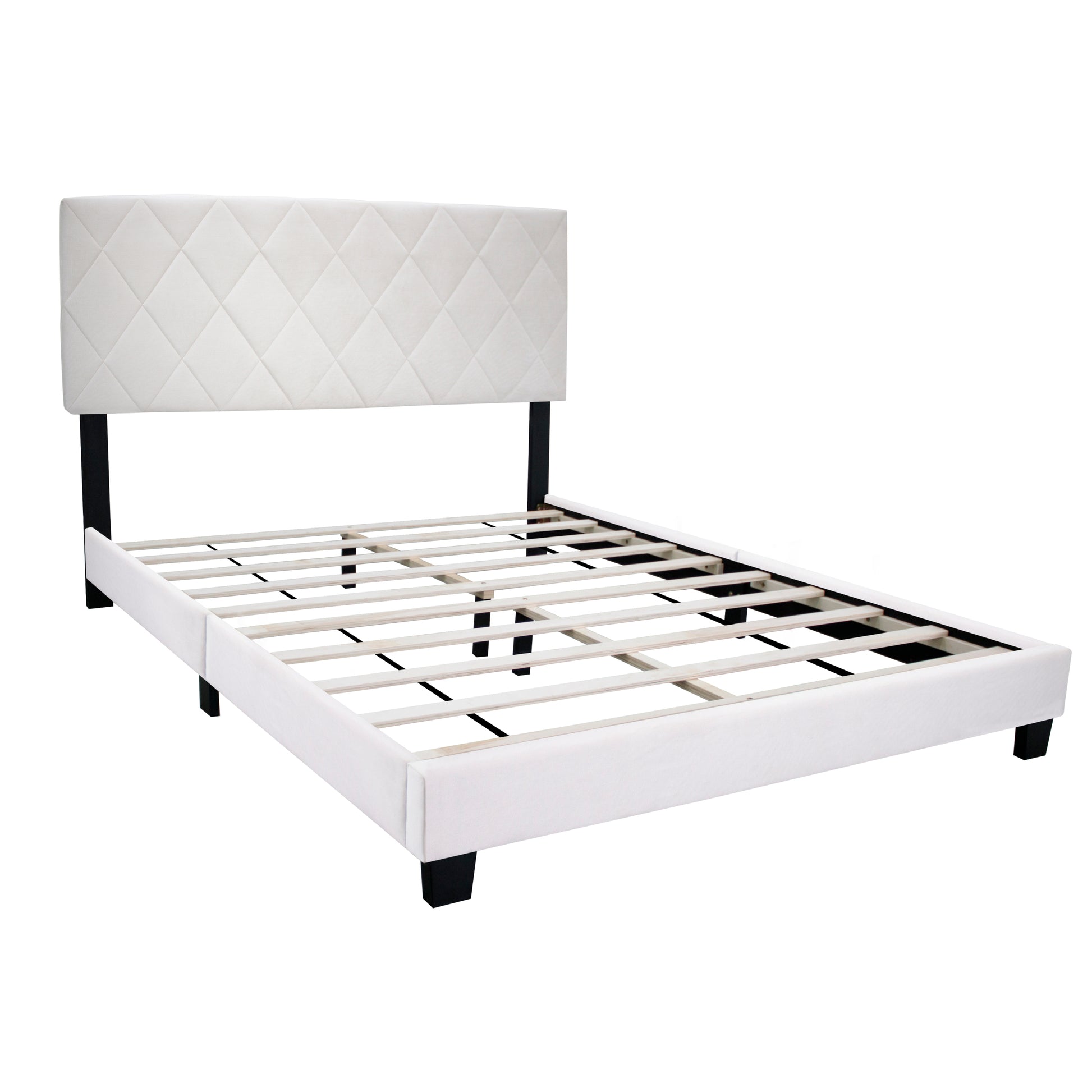 White Queen Size Adjustable Upholstered Bed Frame American Simple And Versatile Style,Suitable For Any Room Style Box Spring Not Required Queen White Wood Espresso Bedroom American Design,Grunge,Minimalist,Shabby Chic Rubberwood Adjustable Bedbase Fiber