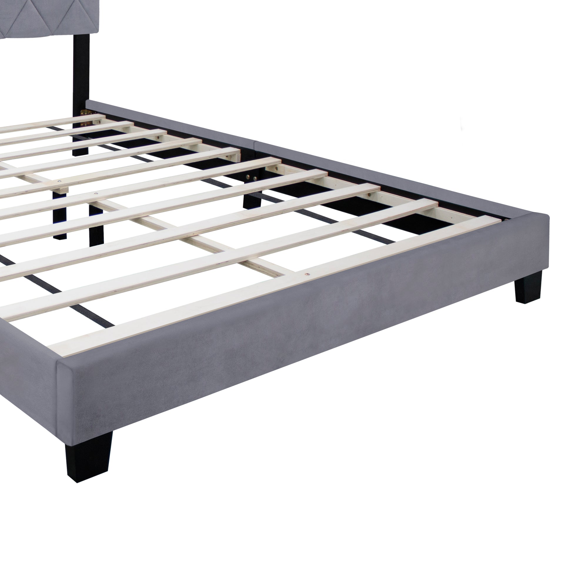 Gray Queen Size Adjustable Bed Frame Velvet Fabric Comfortable And Simple Versatile Style Make The Room Feel More Layered Box Spring Not Required Queen Gray Wood Espresso Bedroom American Design,Contemporary,Grunge,Minimalist Rubberwood Adjustable