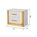 Contemporary Style 5Pc Queen Bedroom Set Made With Wood & Gold Finish Box Spring Not Required Queen White Wood 5 Piece Set Bedroom Bed Included,Chest Included,Dresser Included,Mirror Included,Nightstand Included Contemporary,Modern Solid Wood Mdf Built
