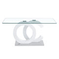 Large Modern Minimalist Rectangular Glass Dining Table, Suitable For 6 8 People, Equipped With 0.39 