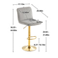 Coolmore Bar Stools With Back And Footrest Counter Height Dining Chairs 2Pc Set,360 Velvet Swivel Bar Stools Set Of 2, Adjustable Counter Height Bar Chairs Gray Velvet Gray Primary Living Space Foam Velvet