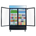 Orikool Glass Door Merchandiser Refrigerator 44.7 Cu.Ft Swing Door Commercial Display Refrigerators Merchandising Refrigeration With Led Top Panel Black Steel
