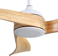 52 Inch Modern Ceiling Fan Without Light 6 Speed Remote 3 Solid Wood Blade Reversible Dc Motor For Indoor&Outdoor White Metal & Wood