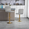 Coolmore Bar Stools With Back And Footrest Counter Height Dining Chairs 2Pc Set,360 Velvet Swivel Bar Stools Set Of 2, Adjustable Counter Height Bar Chairs Gray Velvet Gray Primary Living Space Foam Velvet