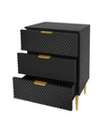 3 Drawer Cabinet, Accent Storage Cabinet, Suitable For Bedroom, Living Room, Study Black Particle Board