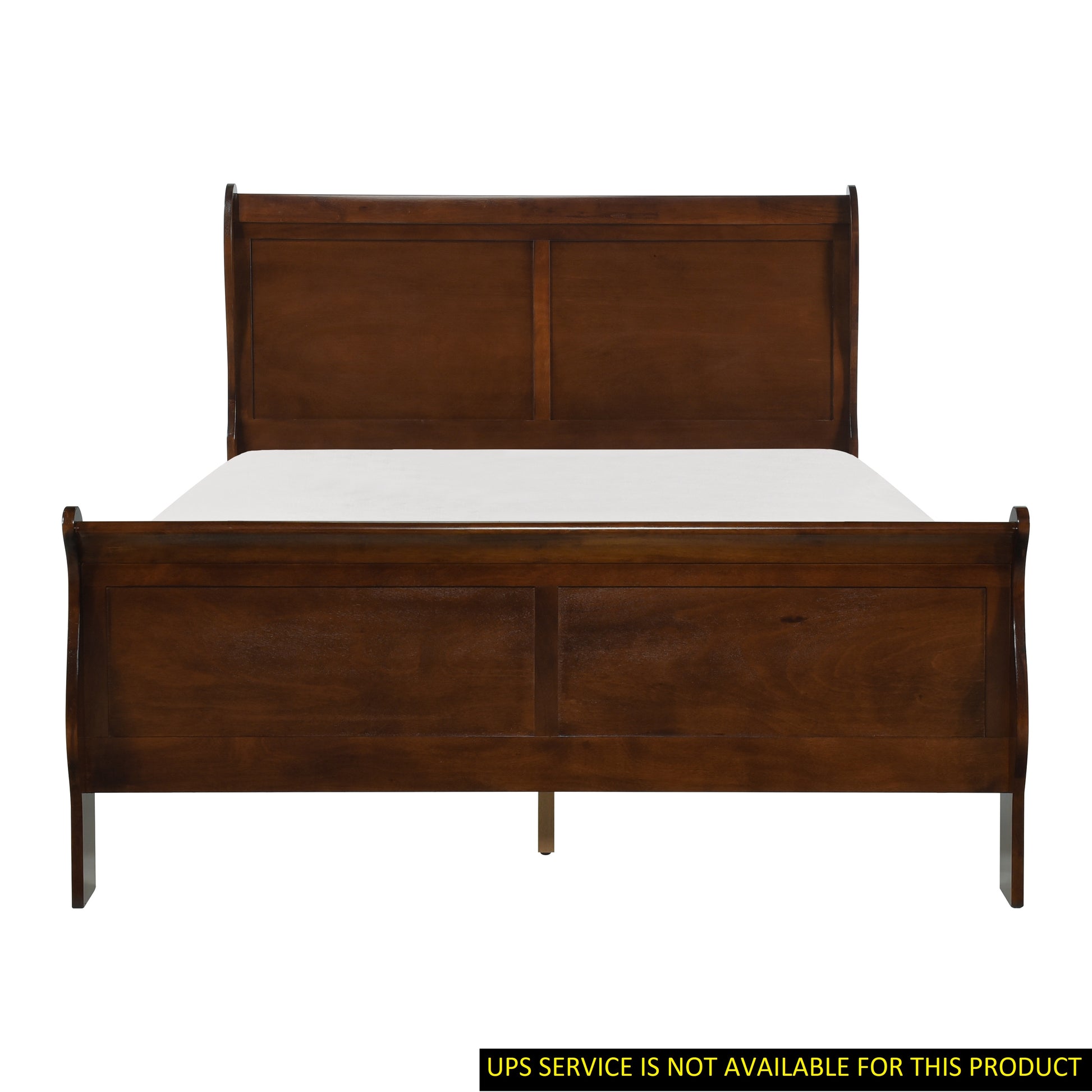 Classic Louis Philipe Style Full Bed Brown Cherry Finish 1Pc Traditional Design Bedroom Furniture Sleigh Bed Box Spring Required Full Brown Wood Bedroom Traditional,Transitional Bed Frame Wood