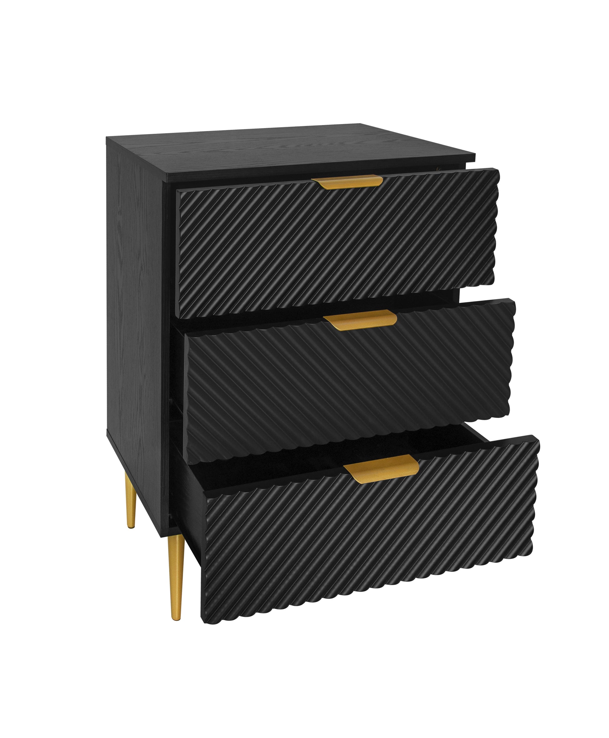 3 Drawer Cabinet, Accent Storage Cabinet, Suitable For Bedroom, Living Room, Study Black Particle Board