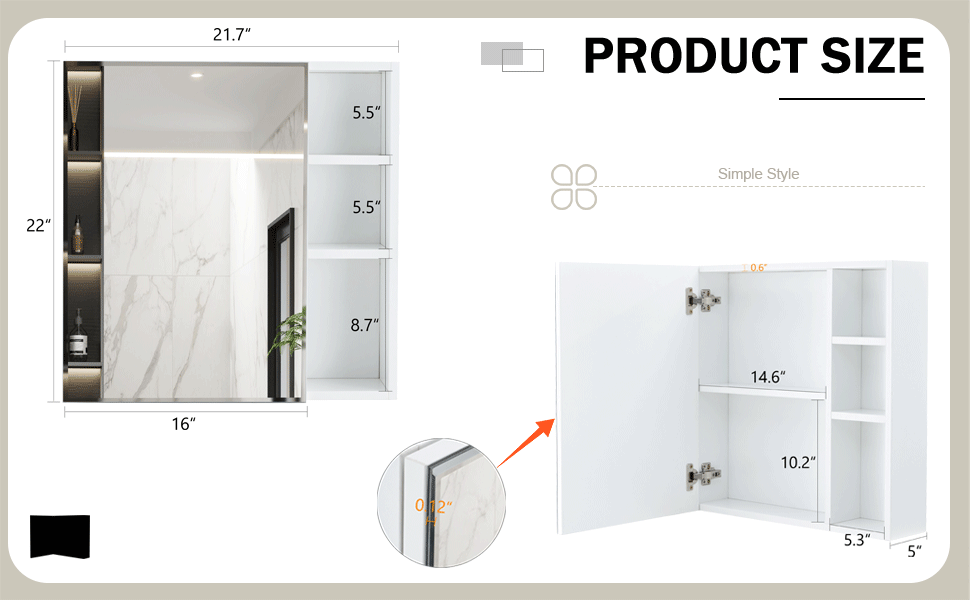 A White Mdf Material Mirror Cabinet, Bathroom Mirror, And A Separate Wall Mounted Bathroom Mirror For Storage And Space Saving. White Mdf Glass