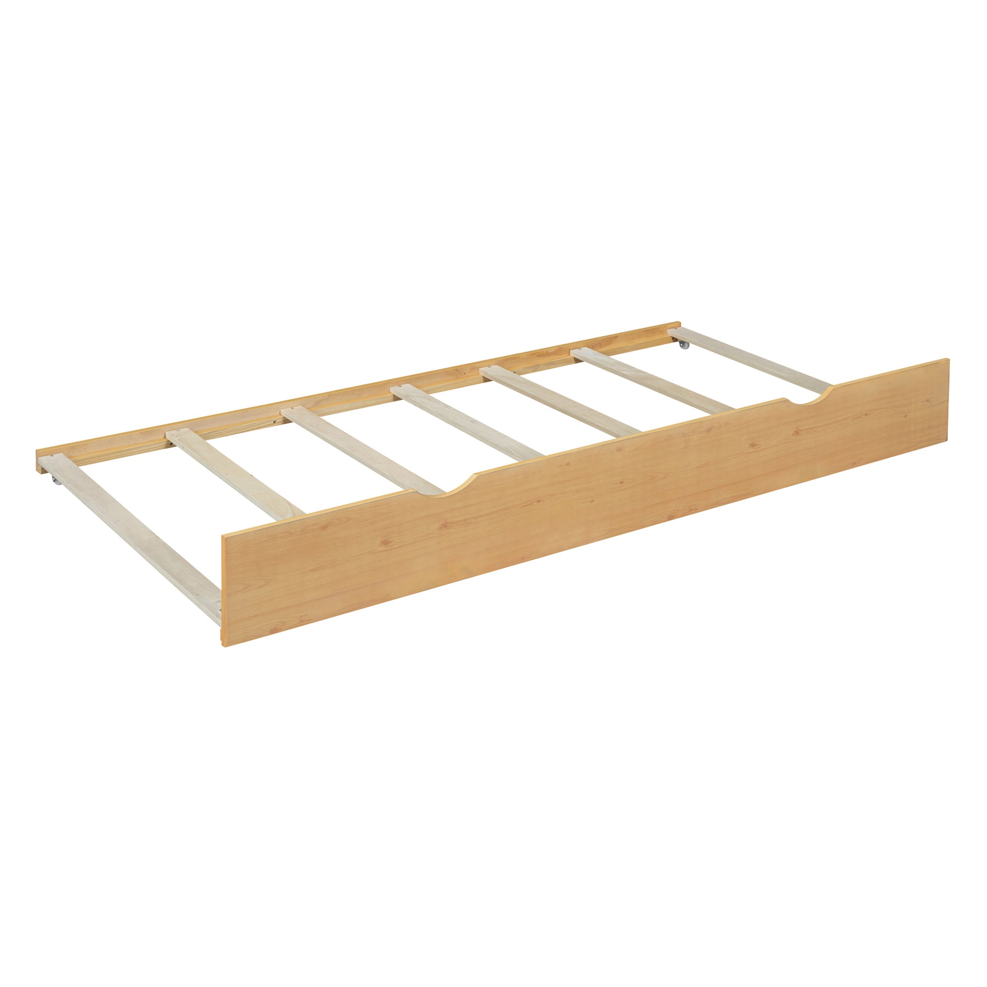 Full Size Wood Pltaform Bed With Twin Size Trundle, 3 Drawers, Upper Shelves And A Set Of Usb Ports & Sockets, Natural Natural Solid Wood Mdf