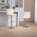 Coolmore Bar Stools With Back And Footrest Counter Height Dining Chairs 2Pc Set,360 Velvet Swivel Bar Stools Set Of 2, Adjustable Counter Height Bar Chairs Ivory Velvet Ivory Foam Velvet