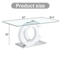 Large Modern Minimalist Rectangular Glass Dining Table, Suitable For 6 8 People, Equipped With 0.39 