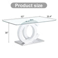 Large Modern Minimalist Rectangular Glass Dining Table, Suitable For 6 8 People, Equipped With 0.39 