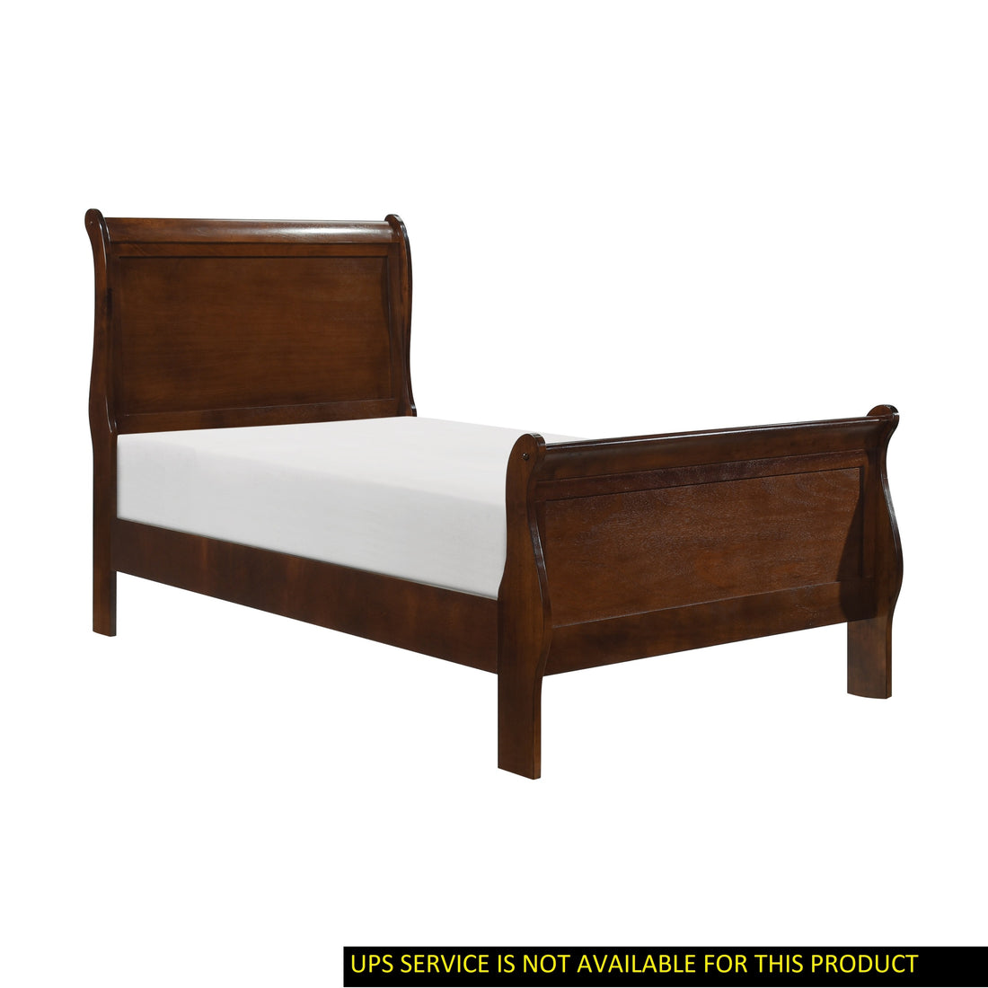 Classic Louis Philipe Style Twin Size Bed Brown Cherry Finish 1Pc Traditional Design Bedroom Furniture Sleigh Bed Box Spring Required Twin Brown Wood Bedroom Traditional,Transitional Bed Frame Wood