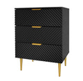 3 Drawer Cabinet, Accent Storage Cabinet, Suitable For Bedroom, Living Room, Study Black Particle Board