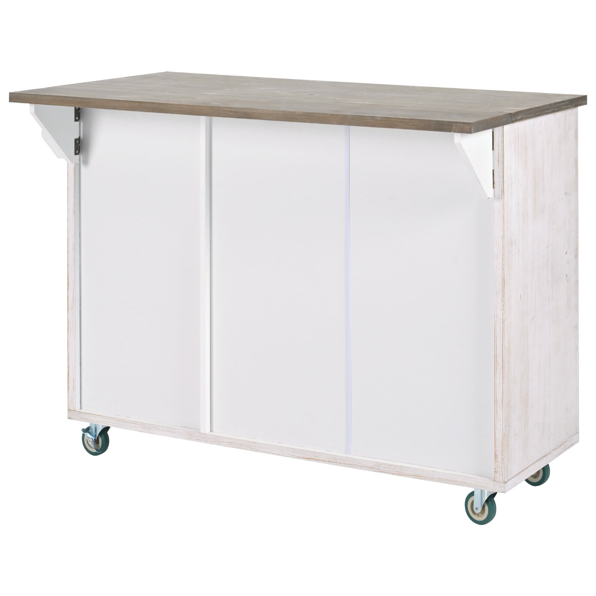 Retro Mountain Wood 47"D Kitchen Island With Drop Leaf, Farmhouse Kitchen Island On Wheels With Internal Storage Rack, Rolling Kitchen Cart With Towel Rack For Living Room, Kitchen, Dining Room White Mountain Grain White Kitchen Classic,European,Modern