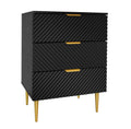 3 Drawer Cabinet, Accent Storage Cabinet, Suitable For Bedroom, Living Room, Study Black Particle Board