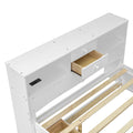 Full Size Wood Pltaform Bed With Win Size Trundle, 3 Drawers, Upper Shelves And A Set Of Usb Ports & Sockets, White White Solid Wood Mdf