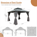 12' X 12' Hardtop Gazebo, Aluminum Metal Gazebo With Galvanized Steel Double Roof Canopy, Curtain And Netting, Permanent Gazebo Pavilion For Patio, Backyard, Deck, Lawn Gray Aluminum