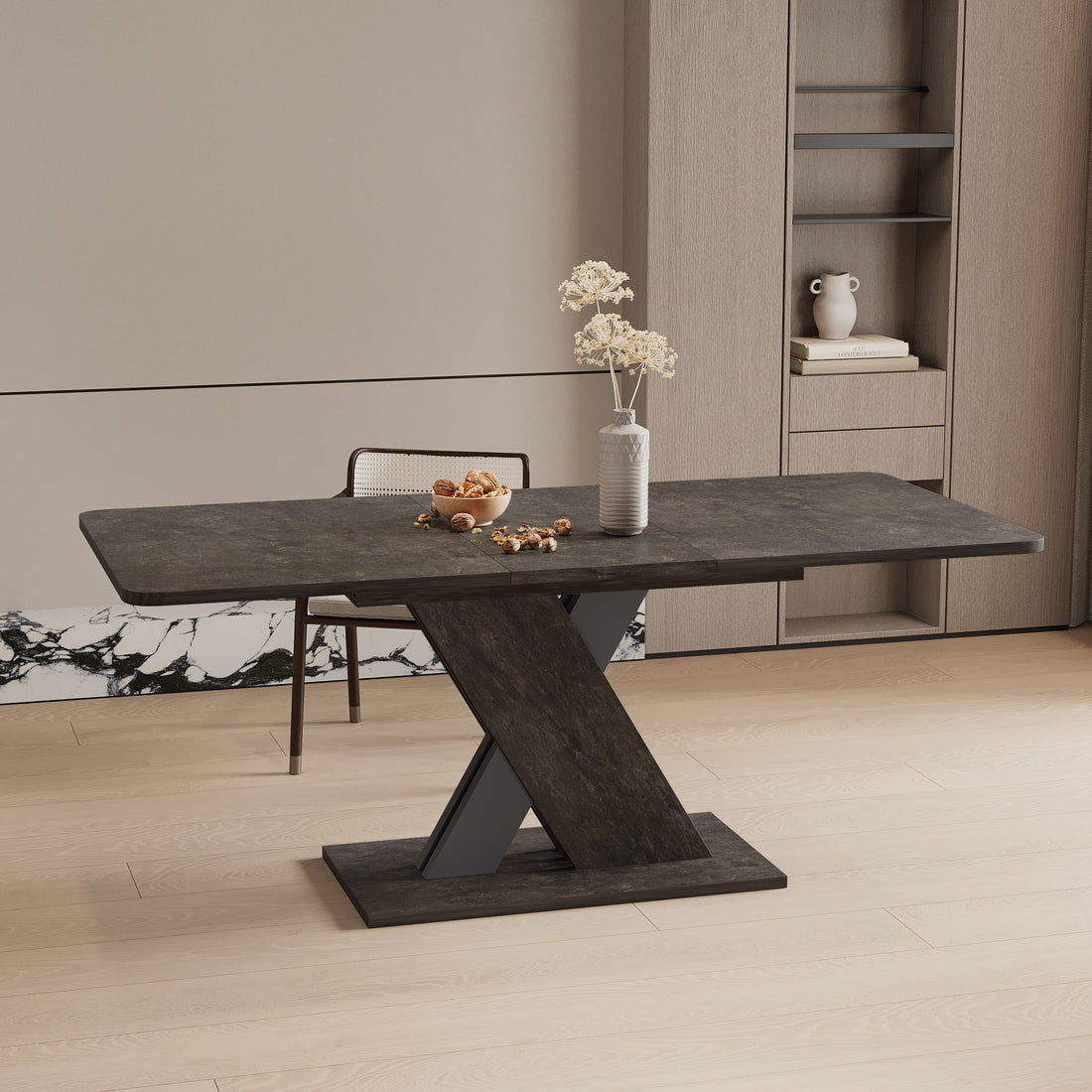 Multifunctional Extendable Console Table Marble Mdf