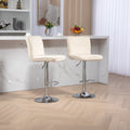 Coolmore Bar Stools With Back And Footrest Counter Height Dining Chairs 2Pc Set,360 Velvet Swivel Bar Stools Set Of 2, Adjustable Counter Height Bar Chairs Ivory Velvet Ivory Foam Velvet