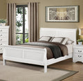 Classic Louis Philipe Style White Queen Size Bed 1Pc Traditional Design Bedroom Furniture Sleigh Bed Box Spring Required Queen White Wood Bedroom Traditional,Transitional Bed Frame Wood