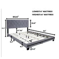 Gray Queen Size Adjustable Bed Frame Velvet Fabric Comfortable And Simple Versatile Style Make The Room Feel More Layered Box Spring Not Required Queen Gray Wood Espresso Bedroom American Design,Contemporary,Grunge,Minimalist Rubberwood Adjustable