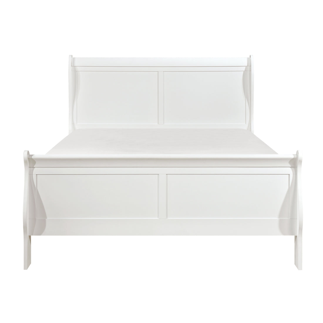 Classic Louis Philipe Style White Queen Size Bed 1Pc Traditional Design Bedroom Furniture Sleigh Bed Box Spring Required Queen White Wood Bedroom Traditional,Transitional Bed Frame Wood