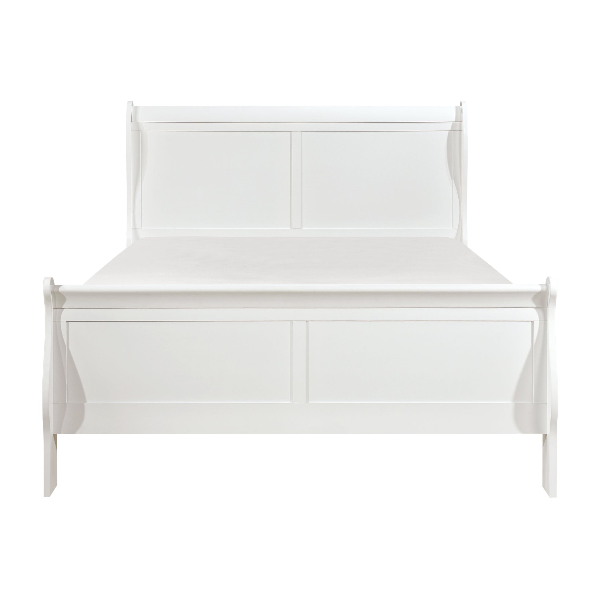 Classic Louis Philipe Style White Queen Size Bed 1Pc Traditional Design Bedroom Furniture Sleigh Bed Box Spring Required Queen White Wood Bedroom Traditional,Transitional Bed Frame Wood