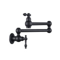 Wall Mount Folding Kitchen Pot Filler Faucet Matte Black Brass